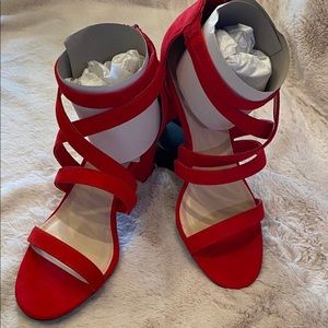 Bar III red strappy heels Blythe